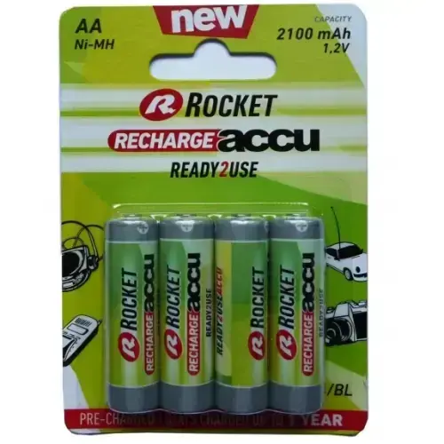Rocket Precharged HR6 2100mAh Always Ready Batteries, 4 pcs
