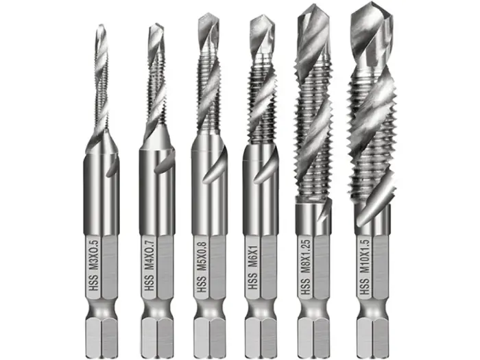 M3-10m hex tapping drill bits hss tapping set 6 pcs