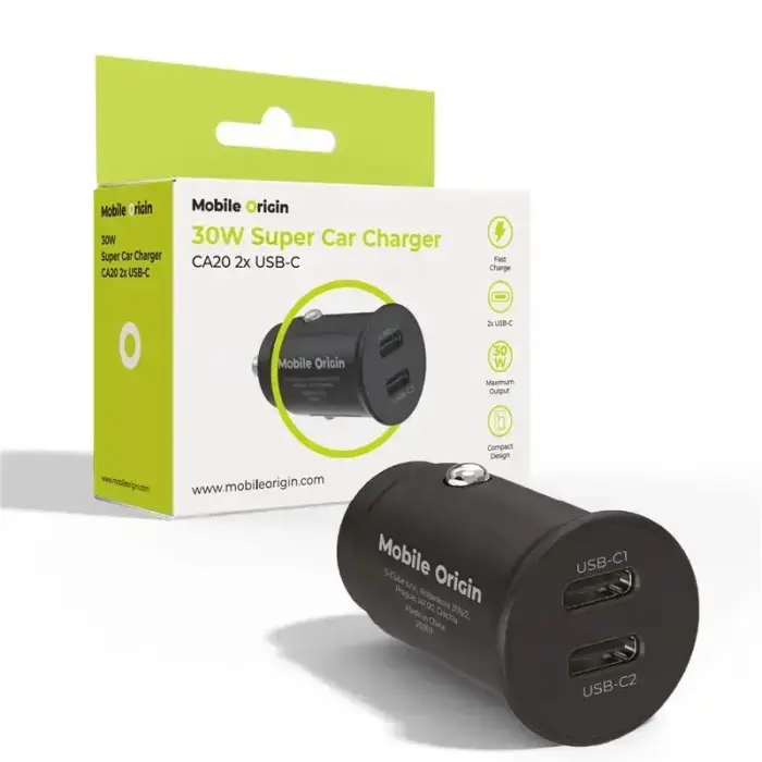 Mobile Origin 30W Super Car Charger CA20 - 2x USB-C