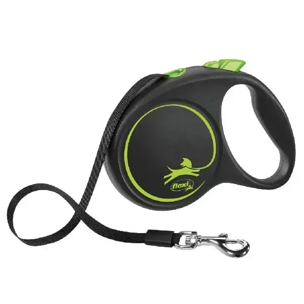 Trixie Flexi Black Design Tape Leash, M: 5 m (25kg)