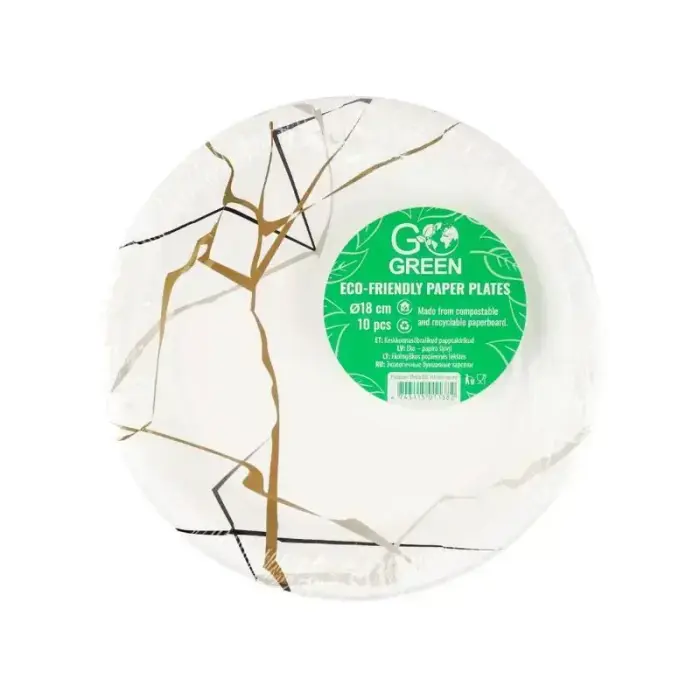 Экологичные бумажные тарелки Marble Go Green Ø18cm 10 шт.