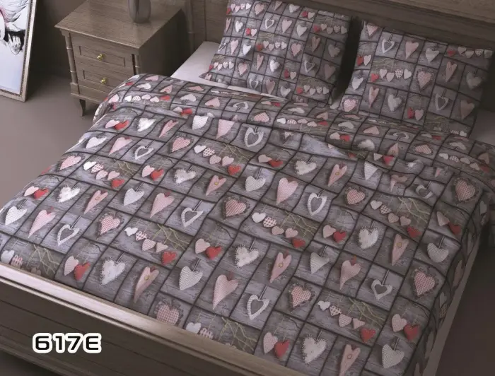 Puuvillane voodipesu komplekt 200x220 cm 617E Hearts Grey