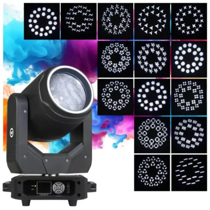 Liikuva peaga prožektor LED LIGHT4ME FOCUS 200W BEAM RING