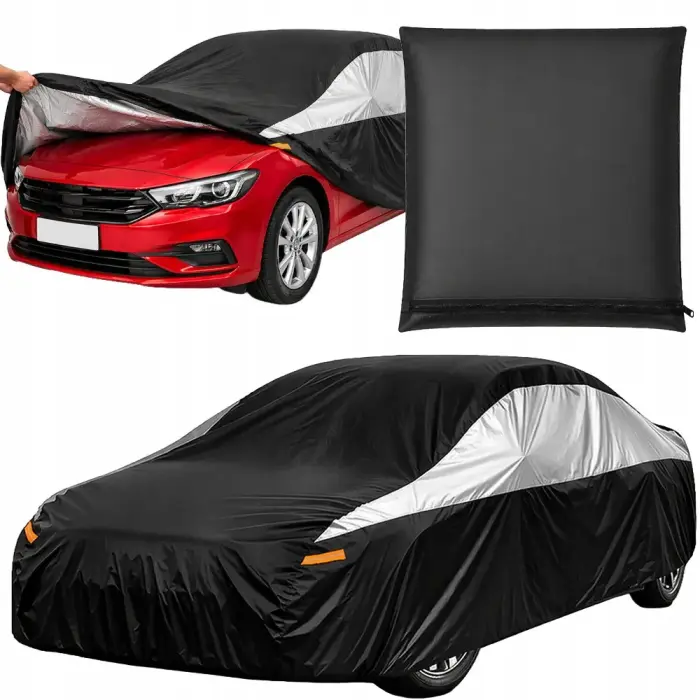All-season waterproof car cover – black tarpaulin – size l