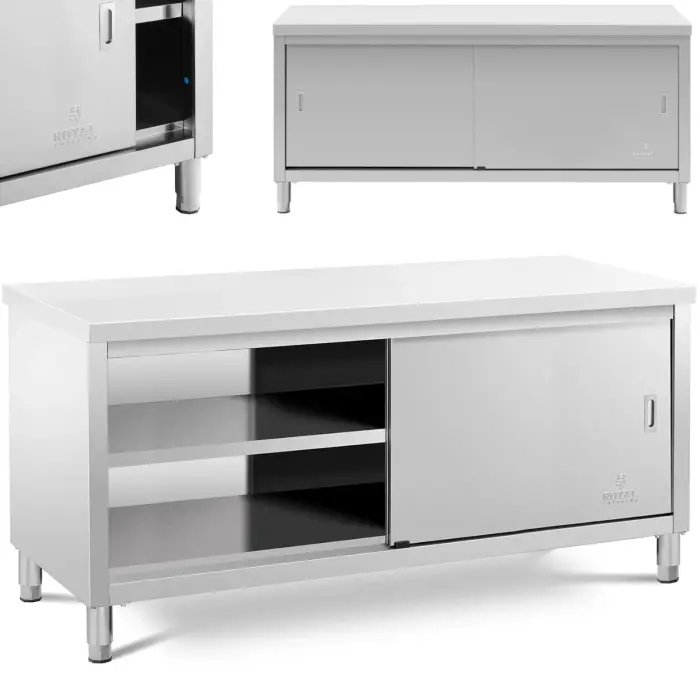 Roostevabast terasest töölaud lükandustega kapiga 180 x 60 x 85 cm