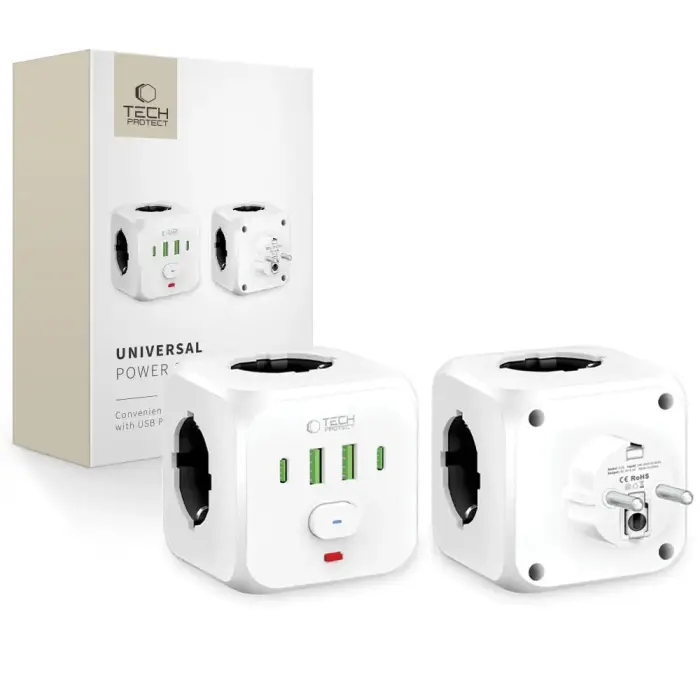 Tech-Protect PCL3X4 pikendusjuhe USB-A ja USB-C portidega - Valge