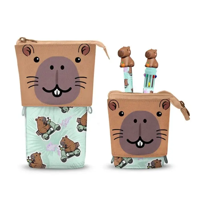 Oh My Pop! Capybara zīmuļu maciņš + Pildspalva 10 krāsās + izdzēšama pildspalva
