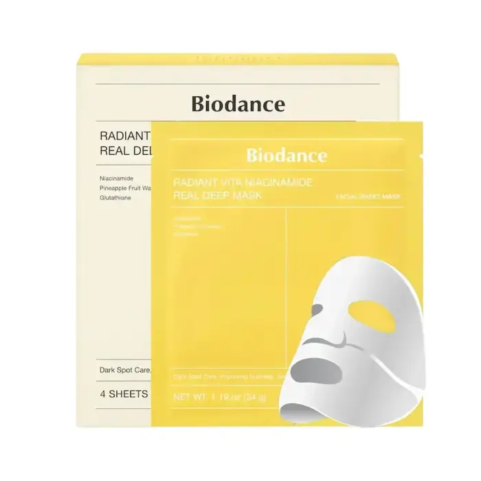 Kangasmask näole Set, Biodance, Vita Niacinamide, Brightening, Sheet Mask, For Face, 4 pcs, 34 g