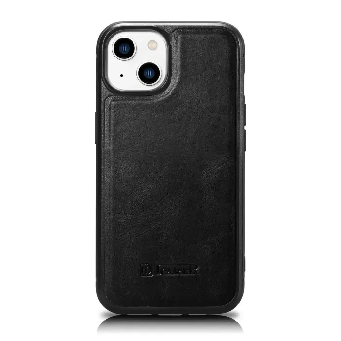 ICARER īstas ādas vāks iPhone 14 Plus - Melns