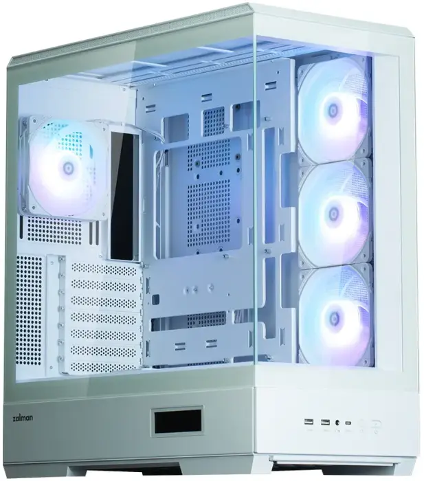 Zalman datora korpuss P50 DS / Middle Tower / 4x120mm ARGB fan / 2x USB 3.0 / USB-C / panoramatická / balta