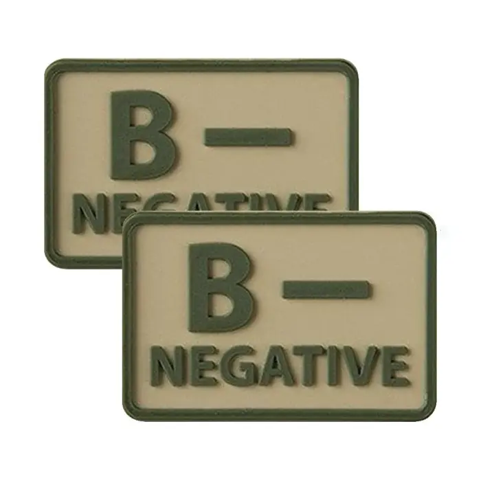 Helikon PVC Patch – Blood Type B- NEG – Khaki – 2 pcs