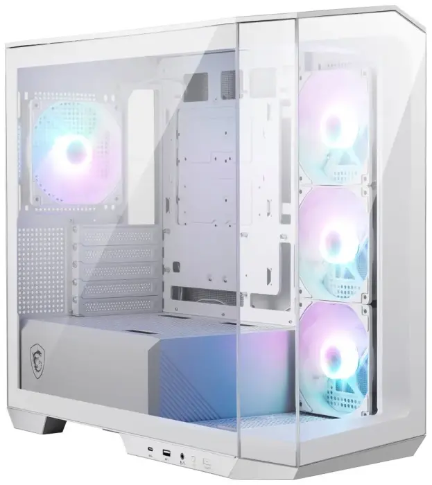MSI case MAG PANO M100R PZ White/ no PSU/ left and front glass/ 4x 120 mm A-RGB fan/ 1x USB-C/ 1x USB3.2