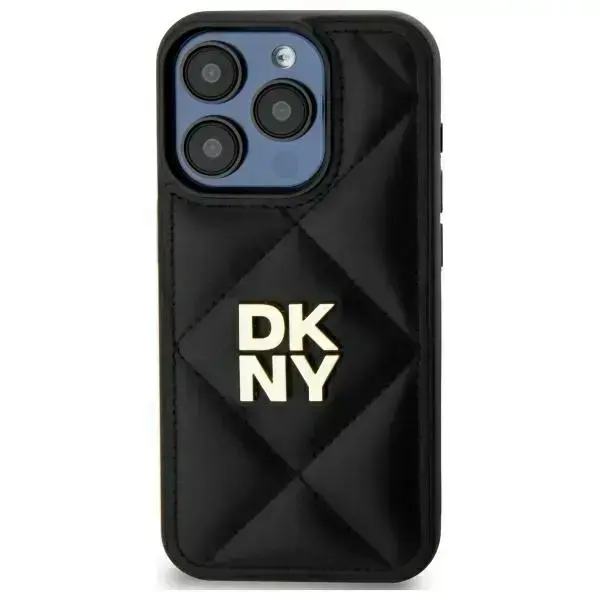DKNY Quilted Stack Logo Case for iPhone 15 Plus, Black