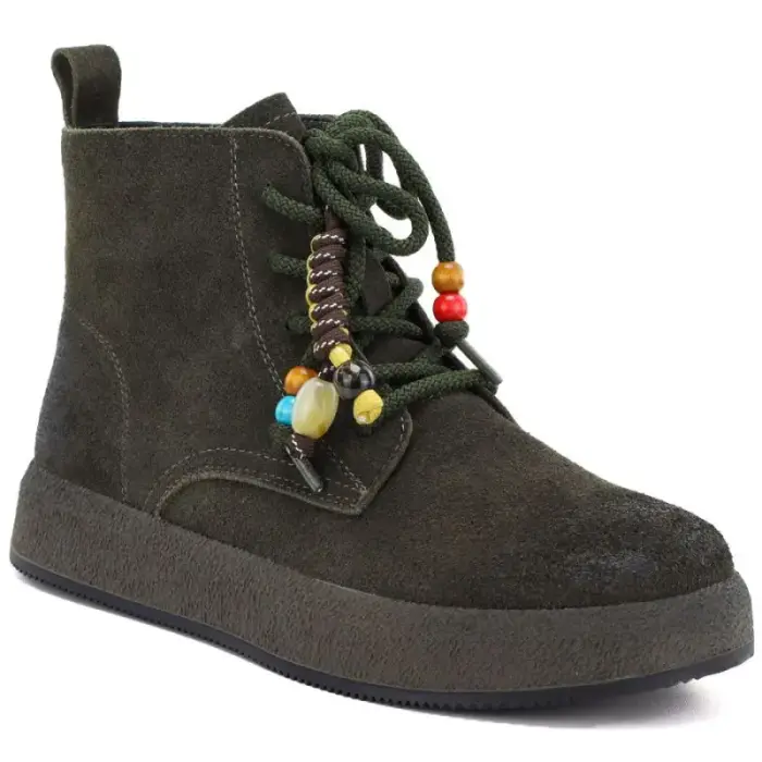 Naiste leather ankle saapad with thick soles, green Artiker 59C1132 - Buty: 40