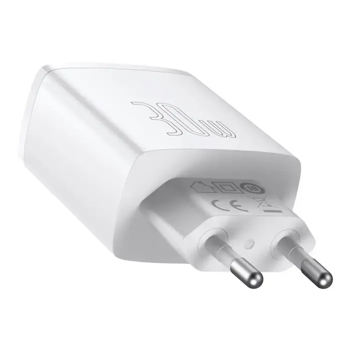 Baseus Compact tīkla lādētājs | 30W | PD | USB-A, USB-C | balts Foto 16