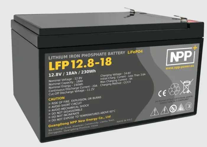 Akumulators LiFePO4 12,8 V 18Ah, BT, ar T2 (F2) spailēm NPP