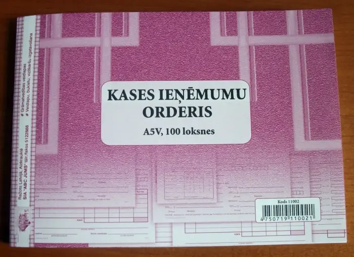Kases ieņēmumu orderis A5V Foto 1