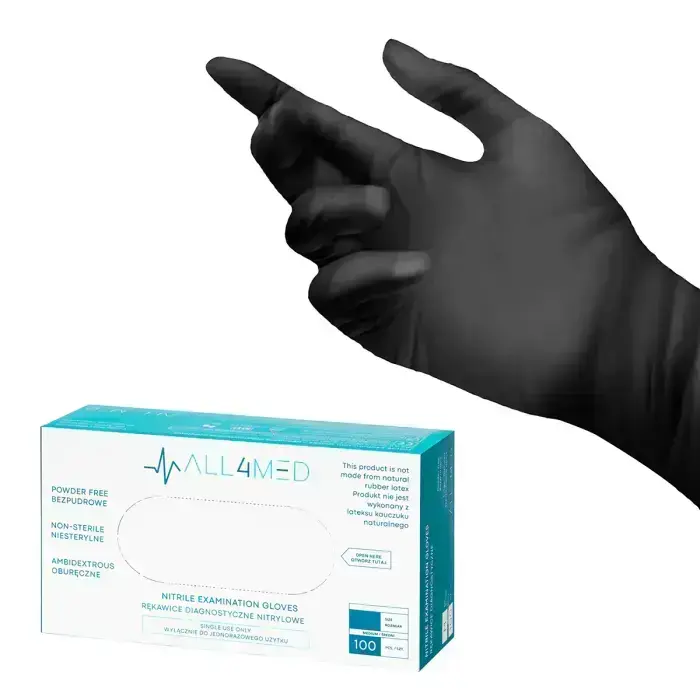 ALL4MED - black, size M Disposable nitrile diagnostic gloves