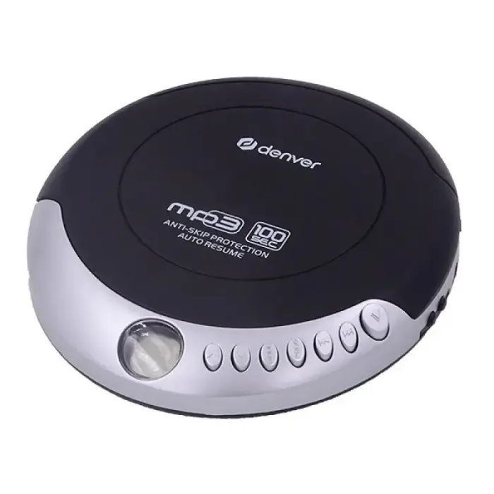 Discman with auto resume and anti-shock black and silver