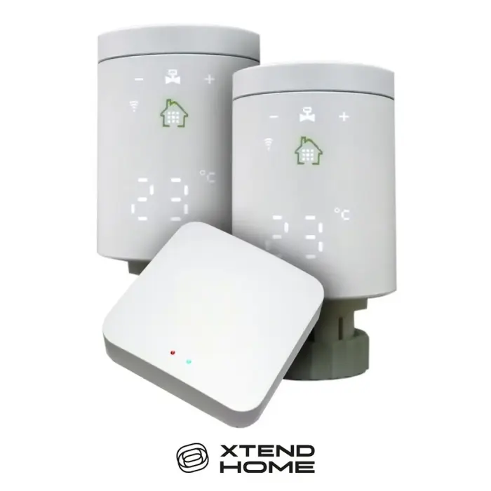 Xtend Home Tuya Smart Set Zigbee Gateway + 2x Thermostatic Head Display on the Side