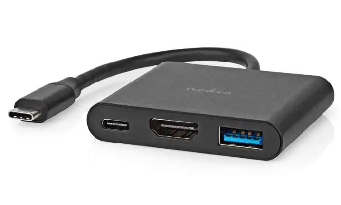 NEDIS USB 3.2 Gen 1 Adapter/ USB-C zástrčka - USB-A Socket/Outlet - USB-C Socket/Outlet/ output HDMI/ black/ box/ 10 cm
