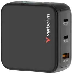 Verbatim Mini GaN Lādētājs 100W 3-Portu ar Displeju