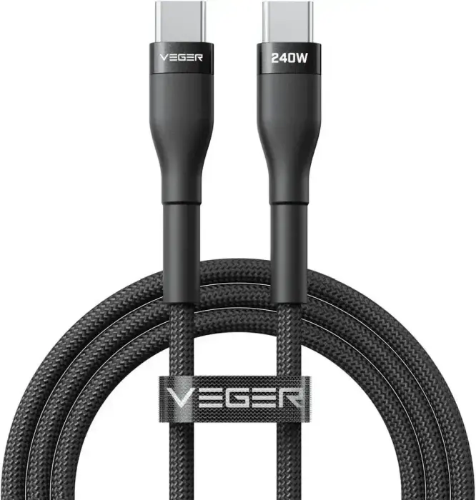 VEGER PD 5A 240W CC03 USB-C to USB-C Cable, 1.5m, Black