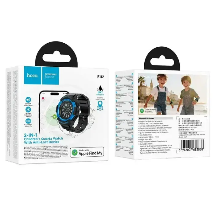 Locator compatible with Apple Find My watch-shaped Hoco E112 black