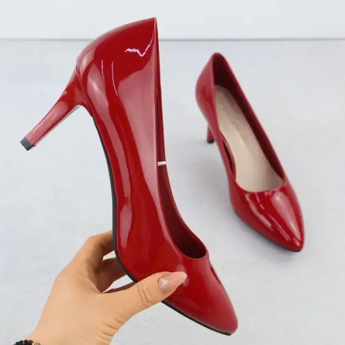 Women's patent leather pumps, red, Sergio Leone 1336 - Buty: 36