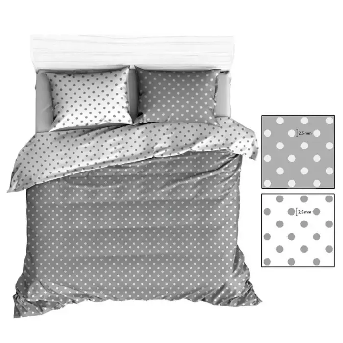 Cotton Pillowcase 50x60 cm Grey White Polka Dots R139