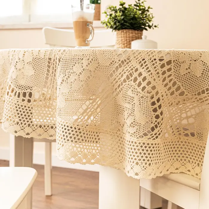 INESS Openwork Tablecloth fi 160 cm light cream