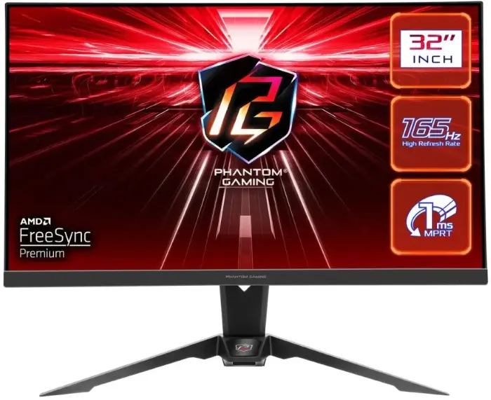 Phantom Gaming by Asrock Monitor PG32QF2B  31,5"/VA/2560x1440/165Hz/ 550cd/m2/1ms/DP/2x HDMI/speaker/výšk. nast./Wifi ant.
