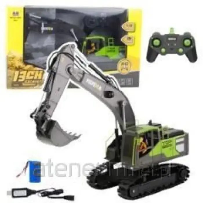 Huina Green Remote-Controlled Crawler Excavator 1:18