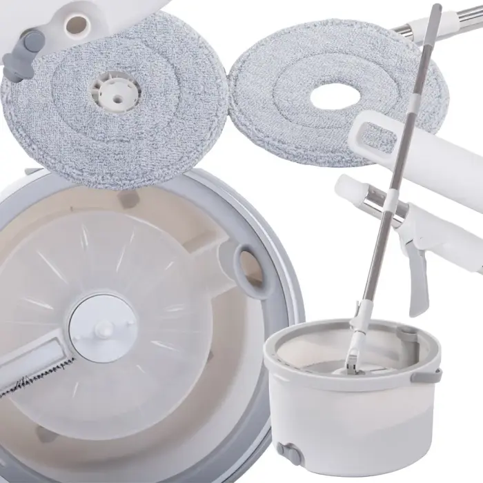 Rotacinės šluostės 360 spin kaušo rinkinys 2x mikropluošto pagalvėlės