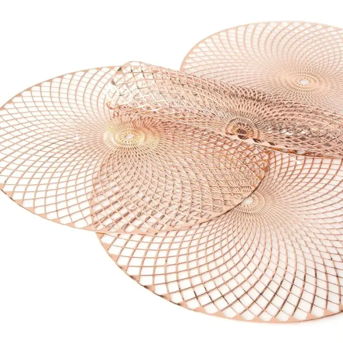 Table placemat Daria 38 cm copper round with openwork pattern Eurofirany Photo