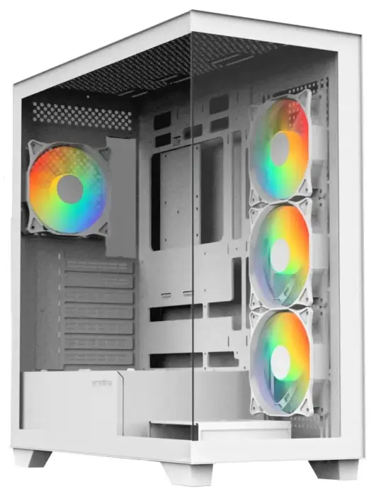 BitFenix datora korpuss CETO / ATX / 4x 120mm FRGB fan / 2x USB 3.0 / USB-C / tvrzené sklo / balta