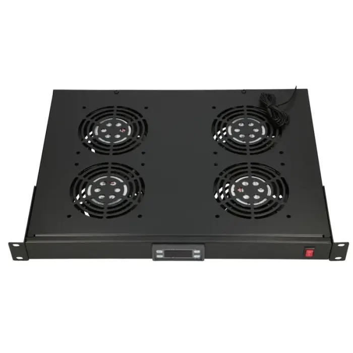 Ventilaatoripaneel 19" Extralink EX.14718 4 ventilaatorit, püstistele kappidele, termostaadiga