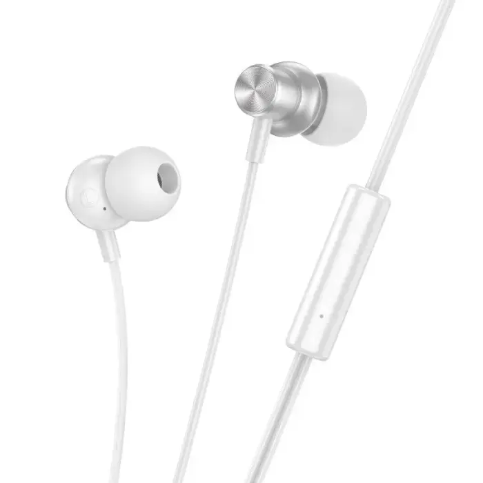 Hoco M110 laidinės ausinės, 3.5mm jungtis – sidabrinės
