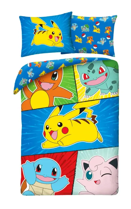 Bērnu kokvilnas gultas veļas komplekts Pokemon 140x200 cm