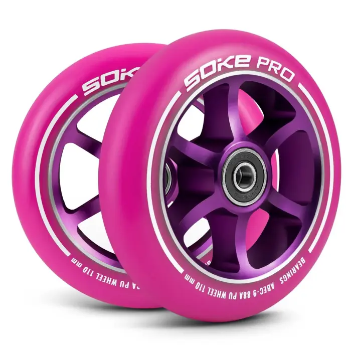 Soke tõukeratta rattad 110 mm, roosad, 2 tk