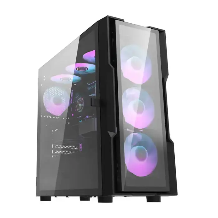 Darkflash DK431 klaasist arvutikorpus + 4 ventilaatorit (must)
