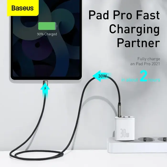 Baseus Compact tīkla lādētājs | 30W | PD | USB-A, USB-C | balts Foto 6