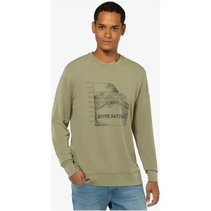 Men’s SUPER.NATURAL 7 Peaks Crew sweatshirt, green - Rozmiar: S
