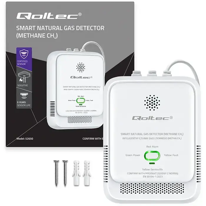 Qoltec  Certified natural gas leak sensor | CH4 detector | NG | 85dB alarm | LED Foto 14