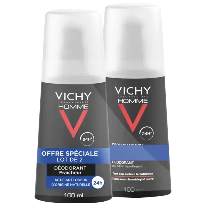 Vichy Homme 24HR Ülivärskendav deodorandisprei 2 x 100ml