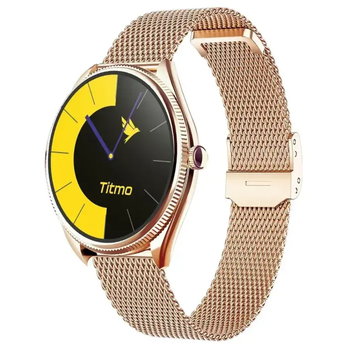 Nutikell TITMO O-170 (AMOLED, Bluetooth kõned, roostevabast terasest kuldne võrkrihm) kuldne