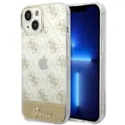 Guess 4G Pattern Script Hard Case for iPhone 14 Plus / 15 Plus 6.7" - Gold — Photo 1