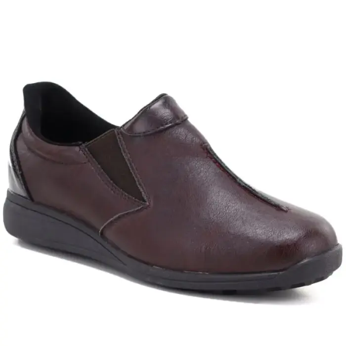 Women’s Burgundy Leather Wedge обувь M.Daszyński SFY2647-5 - Buty: 40