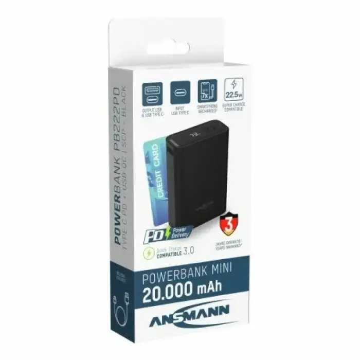 Ansmann PB222PD Litija polimēru (LiPo) 20000 mAh melns