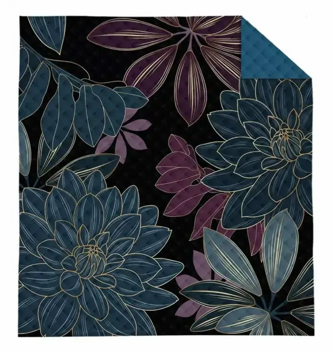 Декоративное покрывало 220x240 cm, синее с цветочным узором K 112 Holland 14